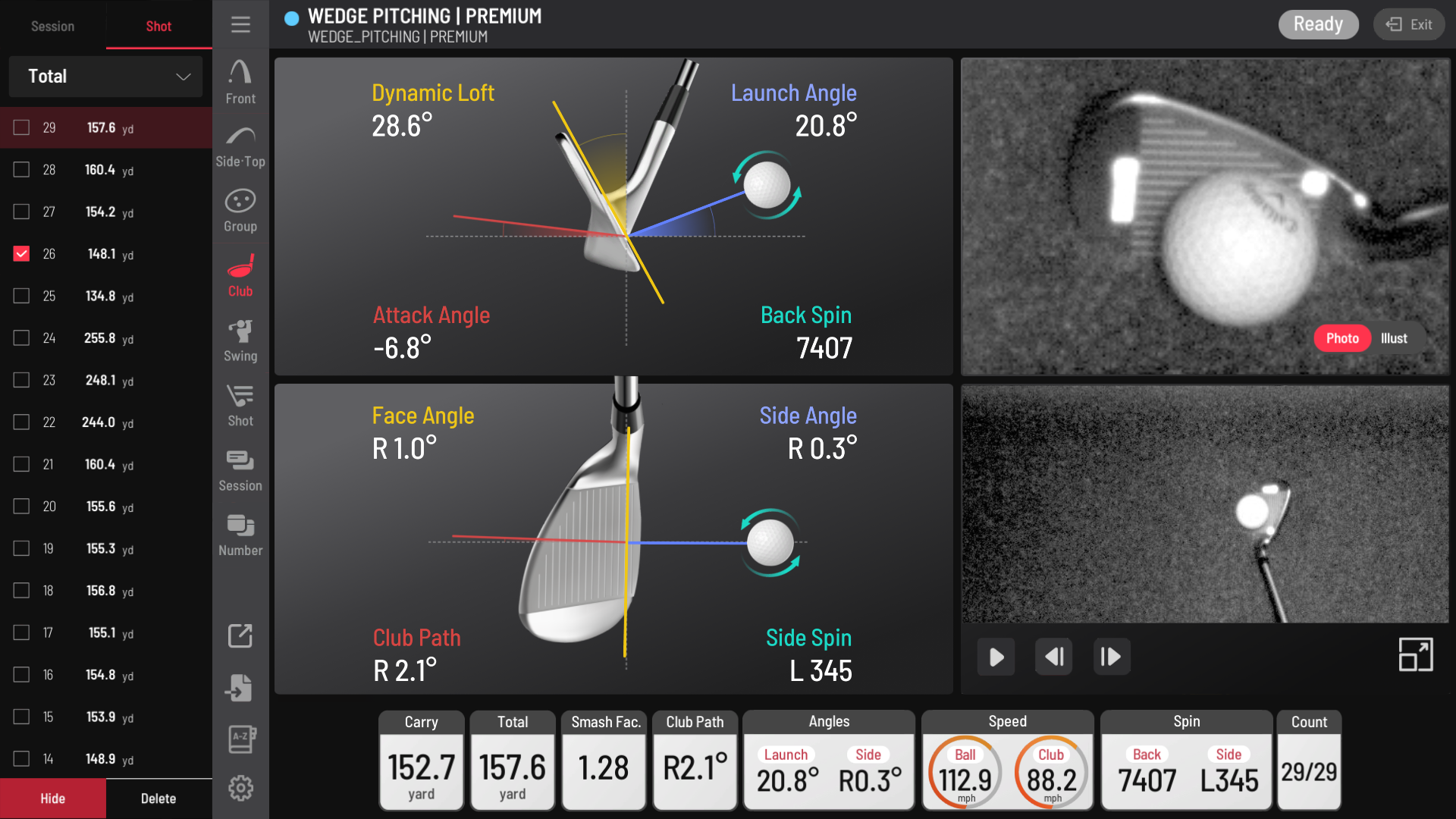 Uneekor View software club and ball data