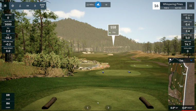 GSPro golf simulator software running on a home setup