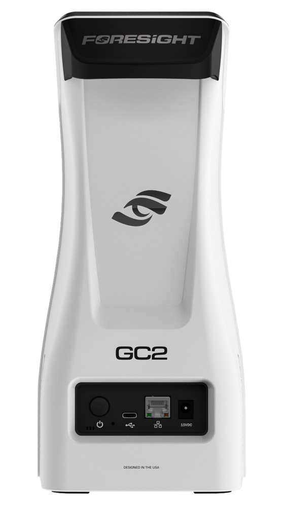 Back of the Foresight GC2 showing the power button, USB-C, Ethernet and 15 V DC ports