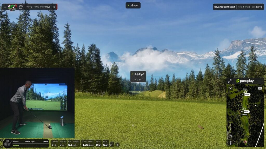 A tee shot on the second hole at Silvertip in Pureplay's closed beta